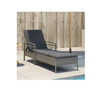 Vidaxl Chaise Longue Avec Coussin Gris 63x200x81 Cm Résine Tressée