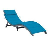 Bois d'Acacia Solide Chaise Longue avec Coussin Gris Extérieur Patio vidaXL