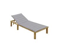 vidaXL Chaise longue 3065820 – Bois de pin imprégné avec coussin gris