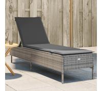 Chaise longue avec coussin gris clair résine tressée lit de bronzage vidaXL