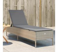 Chaise longue avec coussin gris clair résine tressée lit de bronzage vidaXL