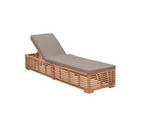 Chaise longue avec coussin gris foncé Bois de teck solide