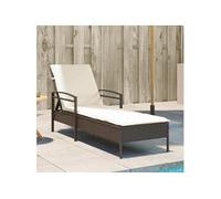 vidaXL Chaise longue avec coussin marron 63x200x81 cm résine tressée, lit de bronzage, chaise longue inclinable, lit de jour d'extérieur