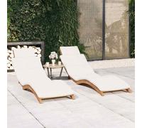Chaise longue avec coussin Marron Bois de teck massif Sièges extérieurs vidaXL v