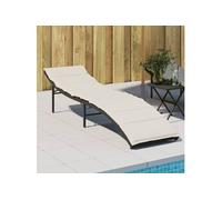 Chaise longue avec coussin noir 55x199x50 cm résine tressée vidaXL