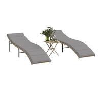 Vidaxl Chaise Longue Avec Coussin Beige 55x199x50 Cm Résine Tressée