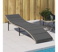 Chaise longue avec coussin noir 55x199x50 cm résine tressée vidaXL