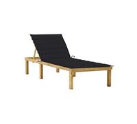 Vidaxl Chaise Longue Avec Coussin Noir Bois De Pin Imprégné