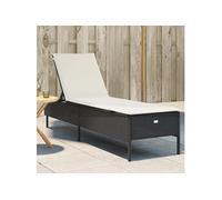 vidaXL Chaise longue de jardin en résine tressée avec coussin noir – lit de bronzage