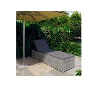 Chaise Longue Avec Coussin Résine Tressée Gris Gris