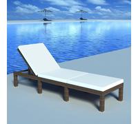 Chaise Longue avec Coussin Résine Tressée Piscine Patio Extérieur vidaXL