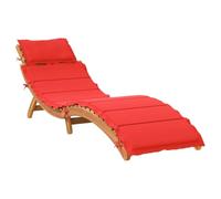 Chaise longue avec coussin rouge bois d acacia solide