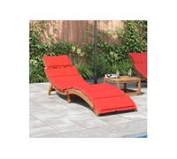 vidaXL Chaise longue avec coussin rouge en bois d'acacia solide