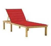 Vidaxl Chaise Longue Avec Coussin Rouge Bois De Pin Imprégné