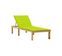 Chaise longue avec coussin vert vif Bois de pin imprégné3065860