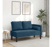 vidaXL Chaise longue 2 places avec coussins – bleu velours, rembourrée