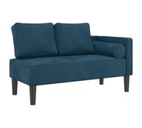 vidaXL Chaise longue 2 places avec coussins – bleu velours, rembourrée