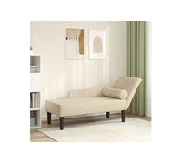 Chaise longue avec coussins crème tissu