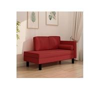 Chaise Longue avec Coussins et Traversin Canapé Convertible pour Sieste Meuble de Salon Salle de Séjour Intérieur Rouge Bordeaux Similicuir