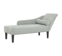 Chaise longue avec coussins gris clair velours