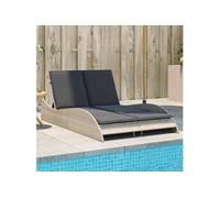 Chaise Longue avec Coussins, Lit de Repos avec Dossier Réglable, Bain de Soleil, Meuble de Jardin Extérieur, Moderne, 368292