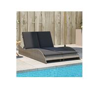 Vidaxl Chaise Longue Avec Coussins Gris 114x205x73 Cm Résine Tressée