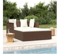 Chaise longue avec coussins marron 182x118x63 cm résine tressée