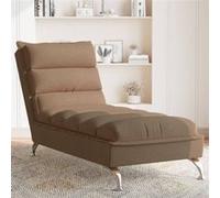 vidaXL Chaise longue – Tissu marron avec coussins – Moderne
