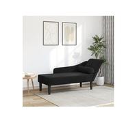 vidaXL Chaise longue en velours noir avec coussins