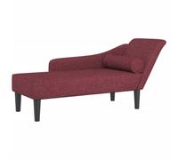 Chaise longue avec coussins rouge bordeaux tissu