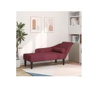 Chaise longue avec coussins rouge bordeaux tissu