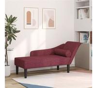 Chaise longue avec coussins rouge bordeaux tissu Rouge G