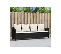 vidaXL Chaise Longue avec Coussins, Siège avec Dossier, Transat avec Housse, Meuble de Jardin Terrasse Patio, Moderne, Noir 368344 Noir G