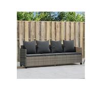 vidaXL Chaise Longue avec Coussins, Siège avec Dossier, Transat avec Housse, Meuble de Jardin Terrasse Patio, Moderne, Gris Résine Tressée