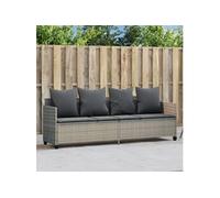 Chaise Longue avec Coussins, Siège avec Dossier, Transat avec Housse, Meuble de Jardin Terrasse Patio, Moderne, Gris Clair Résine Tressée