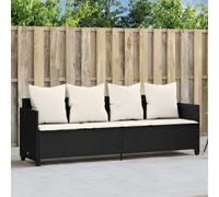 vidaXL Chaise Longue avec Auvent et Coussins, Siège avec Dossier, Transat avec Housse Jardin Terrasse Patio, Moderne, Noir 368353 Noir G