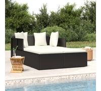 Chaise Longue avec Coussins Transat de Patio Extérieur Résine Tressée vidaXL