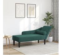 vidaXL Chaise longue avec coussins en velours vert foncé