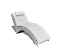 Chaise Longue Avec Oreiller Blanc Similicuir Blanc