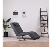 Chaise Longue Avec Oreiller Gris Similicuir Daim Gris
