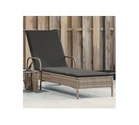 Vidaxl Chaise Longue Avec Roues Et Coussin Gris Résine Tressée