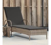 Chaise longue avec roues et coussin gris résine tressée lit de bronzage vidaXL