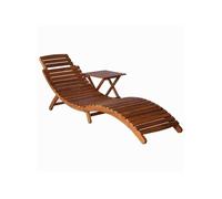 Chaise longue avec table Bois d acacia massif Marron Marron G
