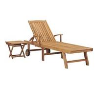 Chaise longue avec table en bois - TECK - 195 x 59.5 x 35 cm