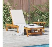 vidaXL Chaise longue bois d'acacia massif avec table Bain de soleil extérieur