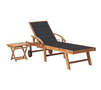 Yueyinnkeji Chaise Longue Avec Table Et Coussin Bois De Teck Solide Type1