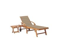 Vidaxl Chaise Longue Avec Table Et Coussin Bois De Teck Solide