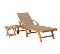 Vidaxl Chaise Longue Avec Table Et Coussin Bois De Teck Solide