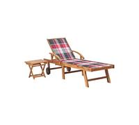 Chaise longue avec table et coussin Bois de teck solide3063034