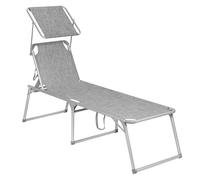 Chaise Longue Bain De Soleil Transat De Relaxation Grand Modèle 200 Cm Charge 150 Kg Avec Dossier Et Parasol Inclinables Pliable Pour Jardin Balcon Gris Chiné Helloshop26 12_0001723 Multicolore